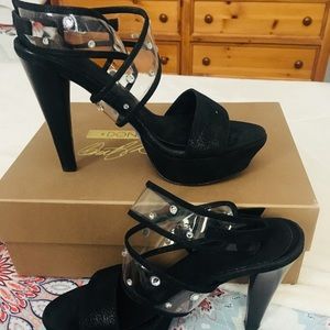 Donald J Pliner. Black/clear heels